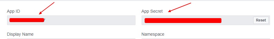 App ID e Secret ID App facebook
