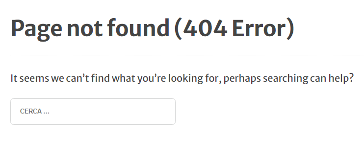 schermata 404 personalizzata